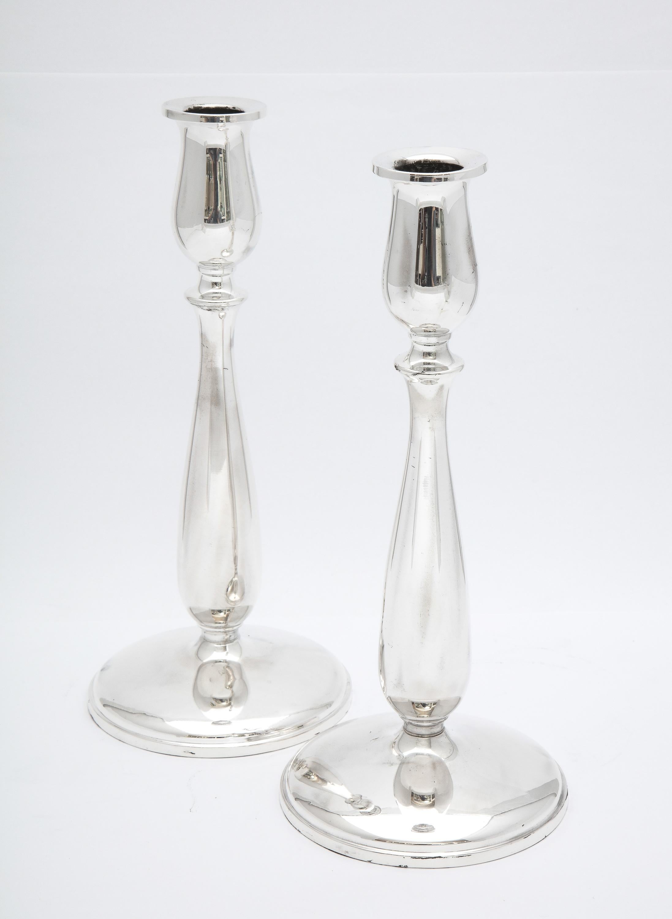 American Mid-Century Modern Pair of Sterling Silver Candlesticks