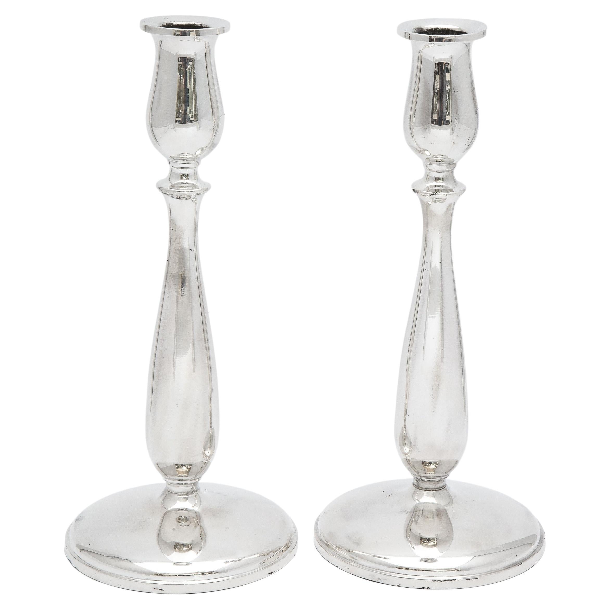 Mid-Century Modern Pair of Sterling Silver Candlesticks