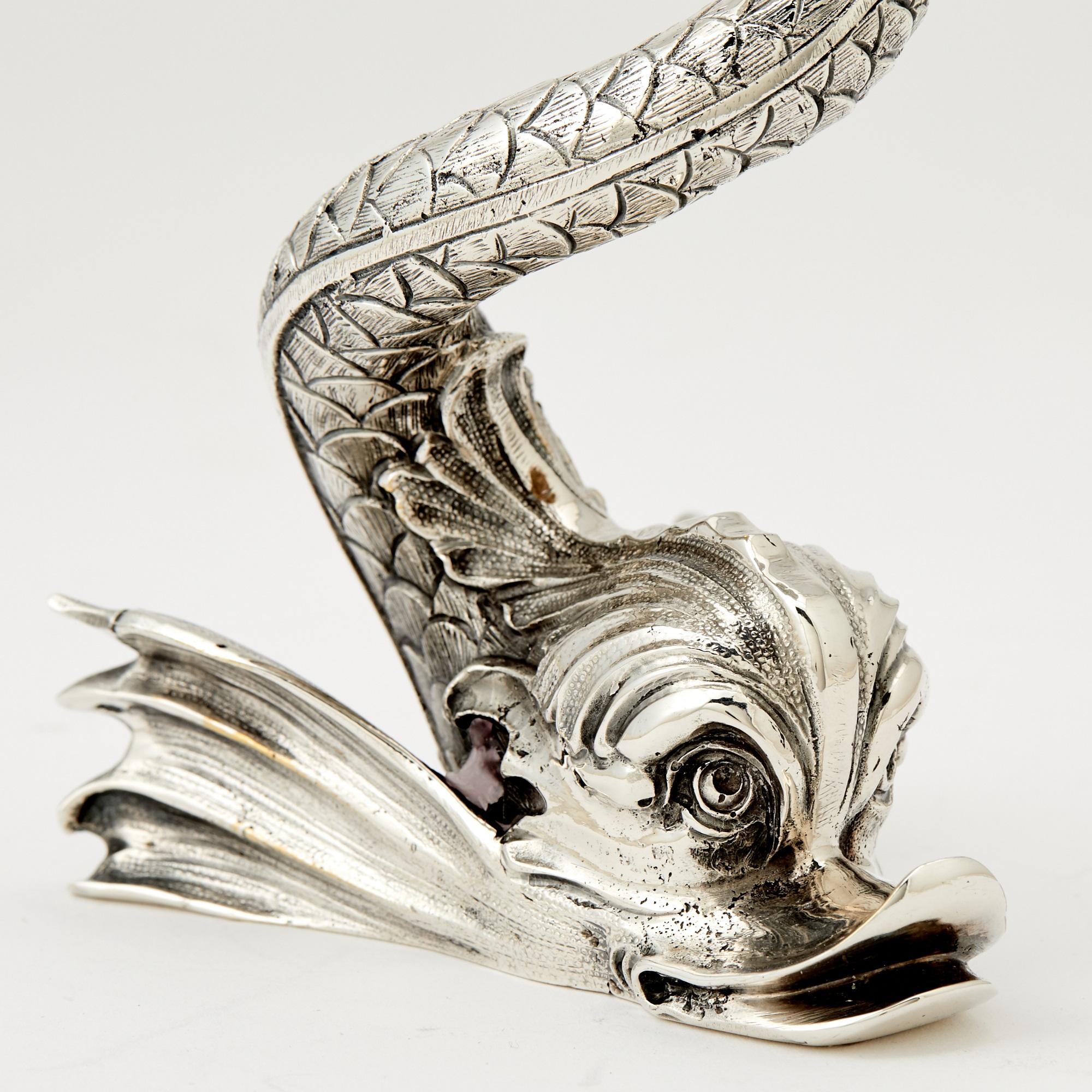 Pareja de candelabros de centro de mesa Fabergé, de plata de ley, modernos de mediados de siglo Moderno de mediados de siglo en venta