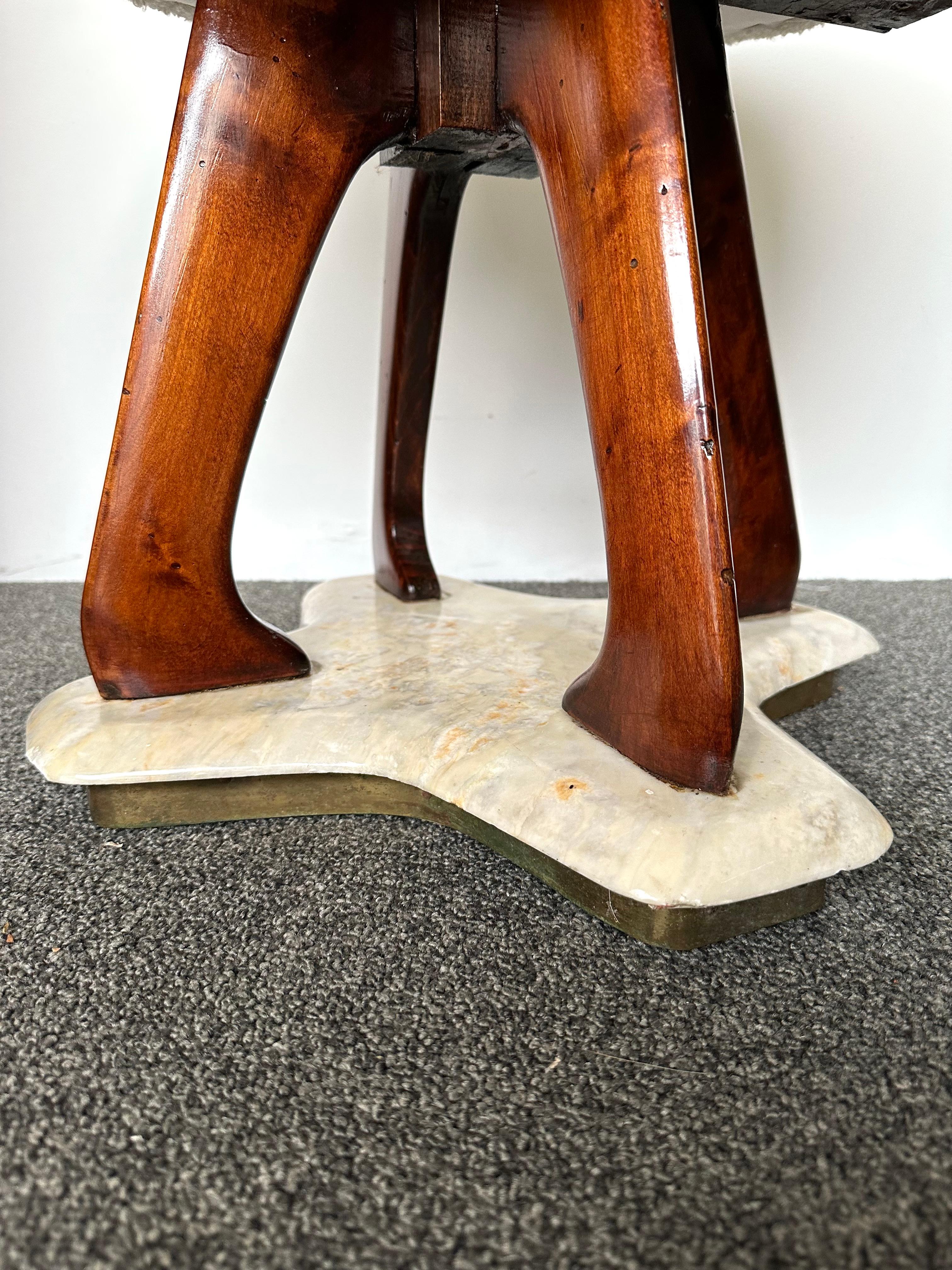 Mid-Century Modern Pair of Stools Wood and Marble by Lissone, Italy, 1950s In Good Condition In SAINT-OUEN, FR