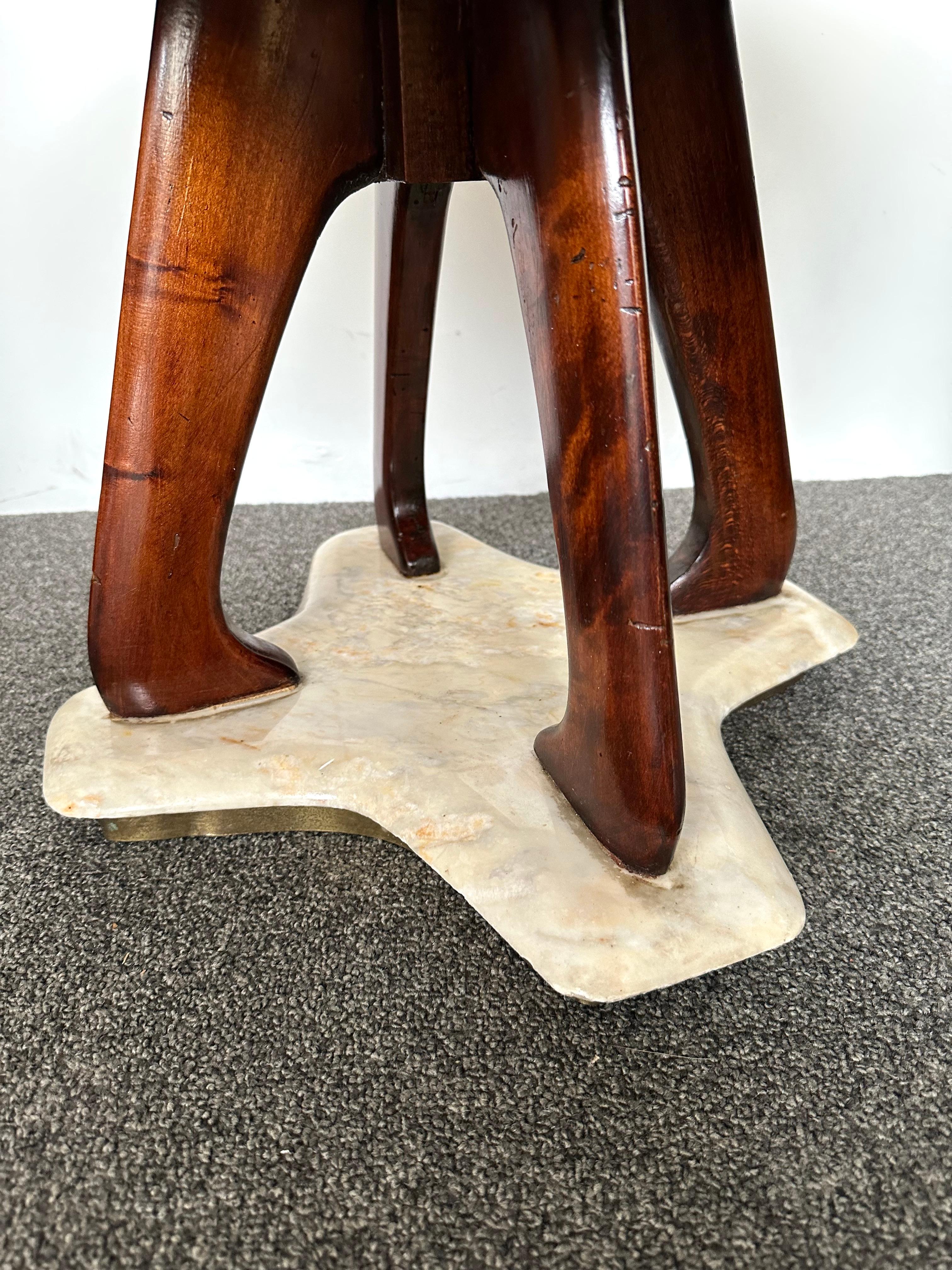 Mid-20th Century Mid-Century Modern Pair of Stools Wood and Marble by Lissone, Italy, 1950s