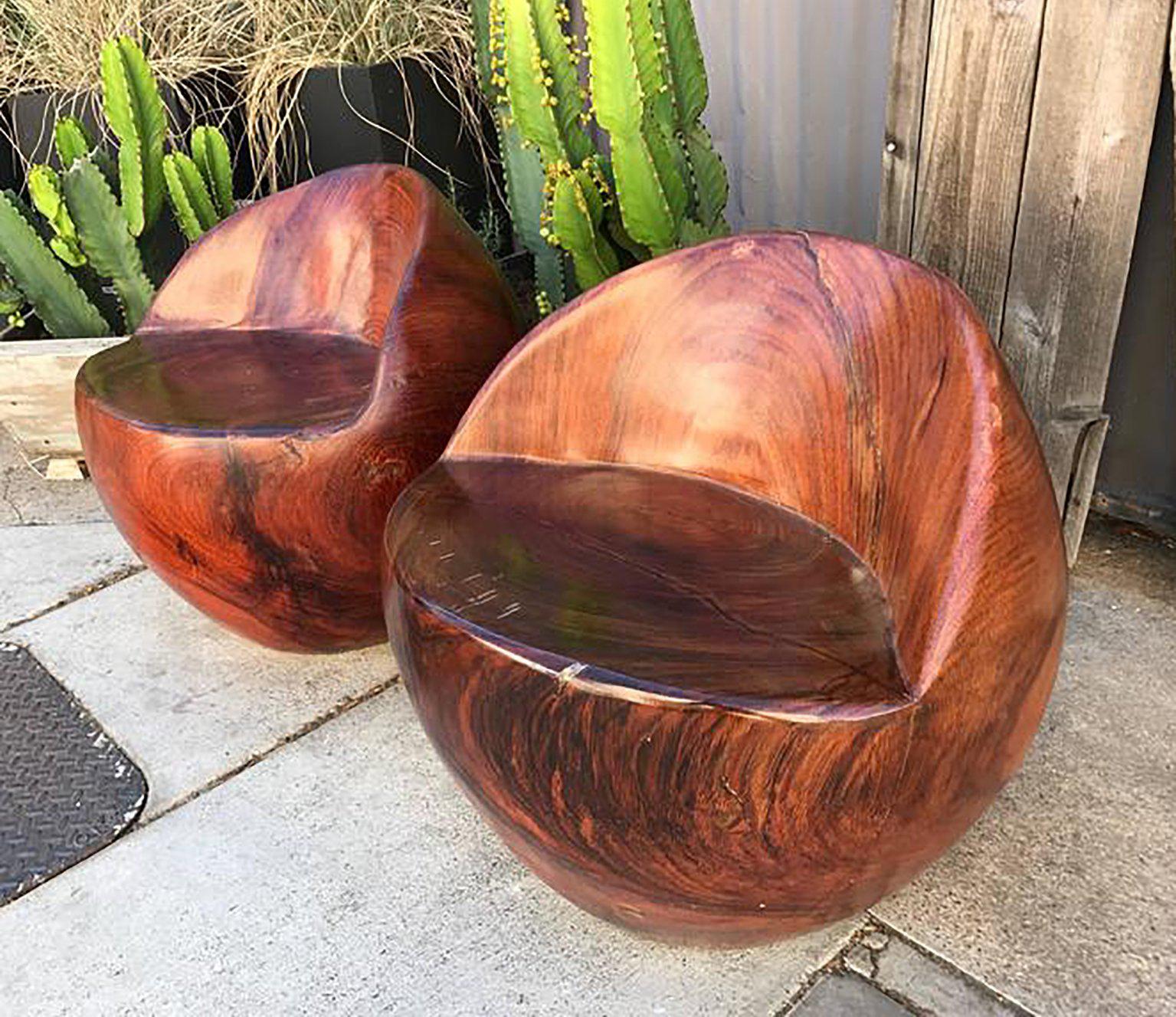 Unknown Mid-Century Modern Pair of Studio Solid macacuaba Chairs Nakashima Style