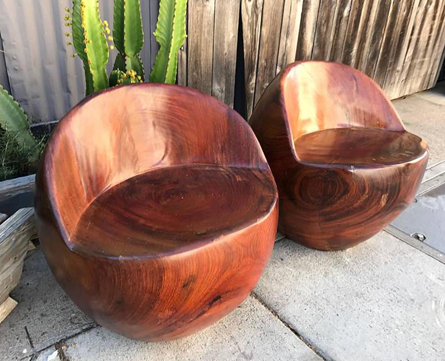 Contemporary Mid-Century Modern Pair of Studio Solid macacuaba Chairs Nakashima Style