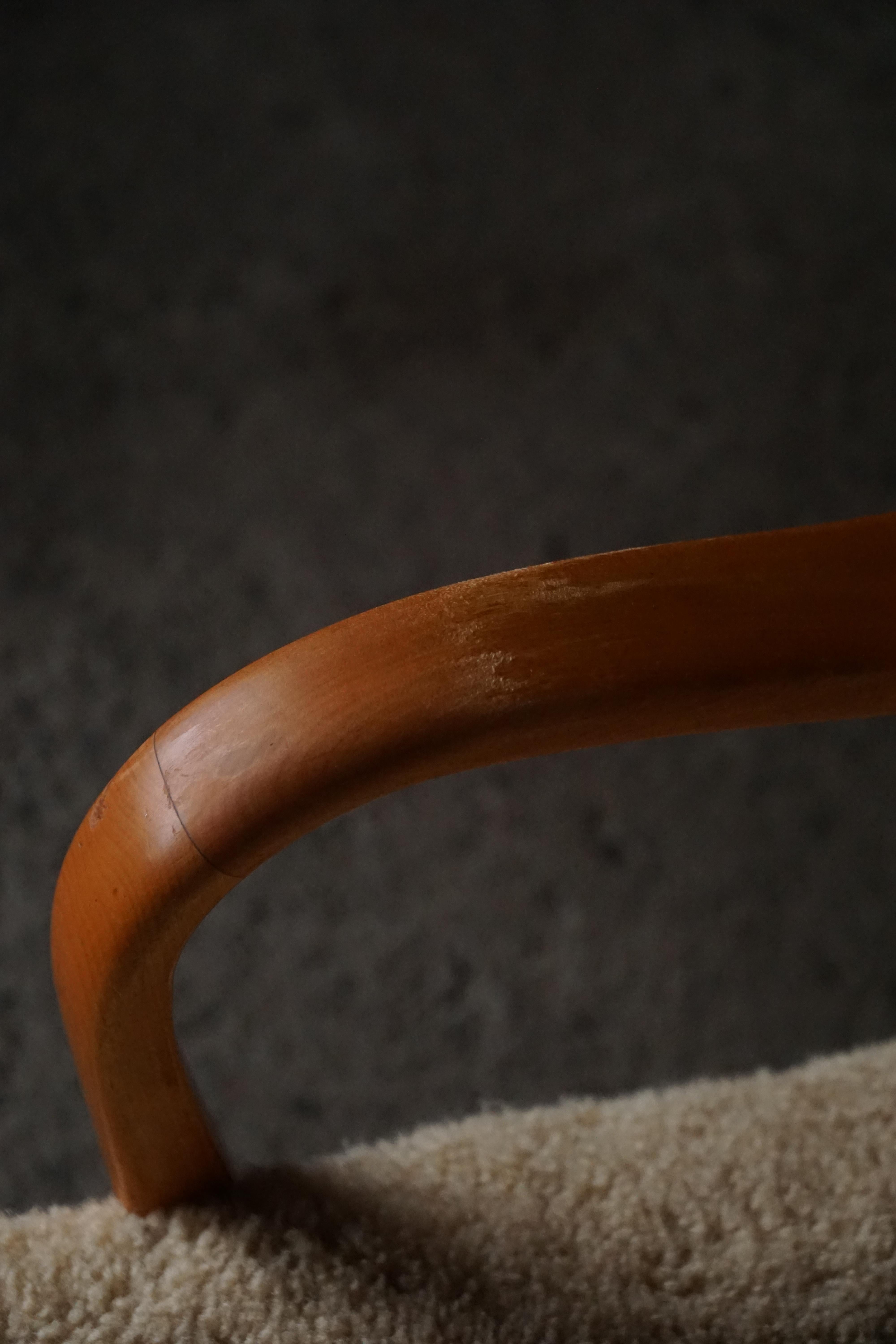 Mid Century Modern, Pareja de tumbonas suecas de abedul y lana de cordero, años 60 en venta 2