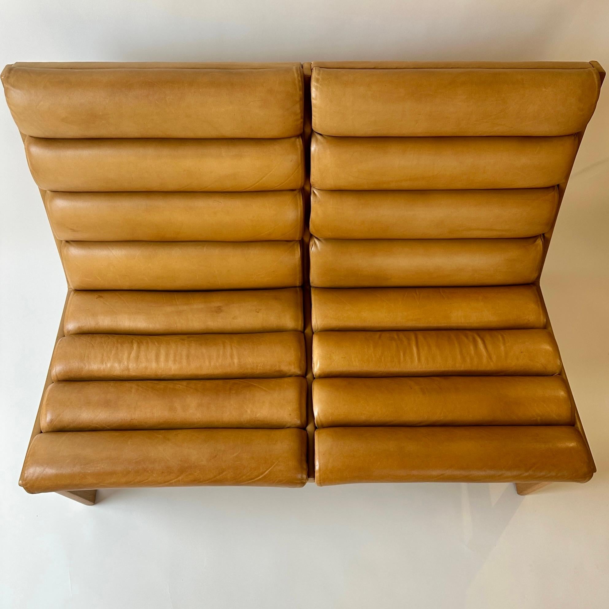 Mid-20th Century Mid-Century Modern Pair of Swedish Oak & Cognac Leather Sofas by K. E. Ekselius For Sale