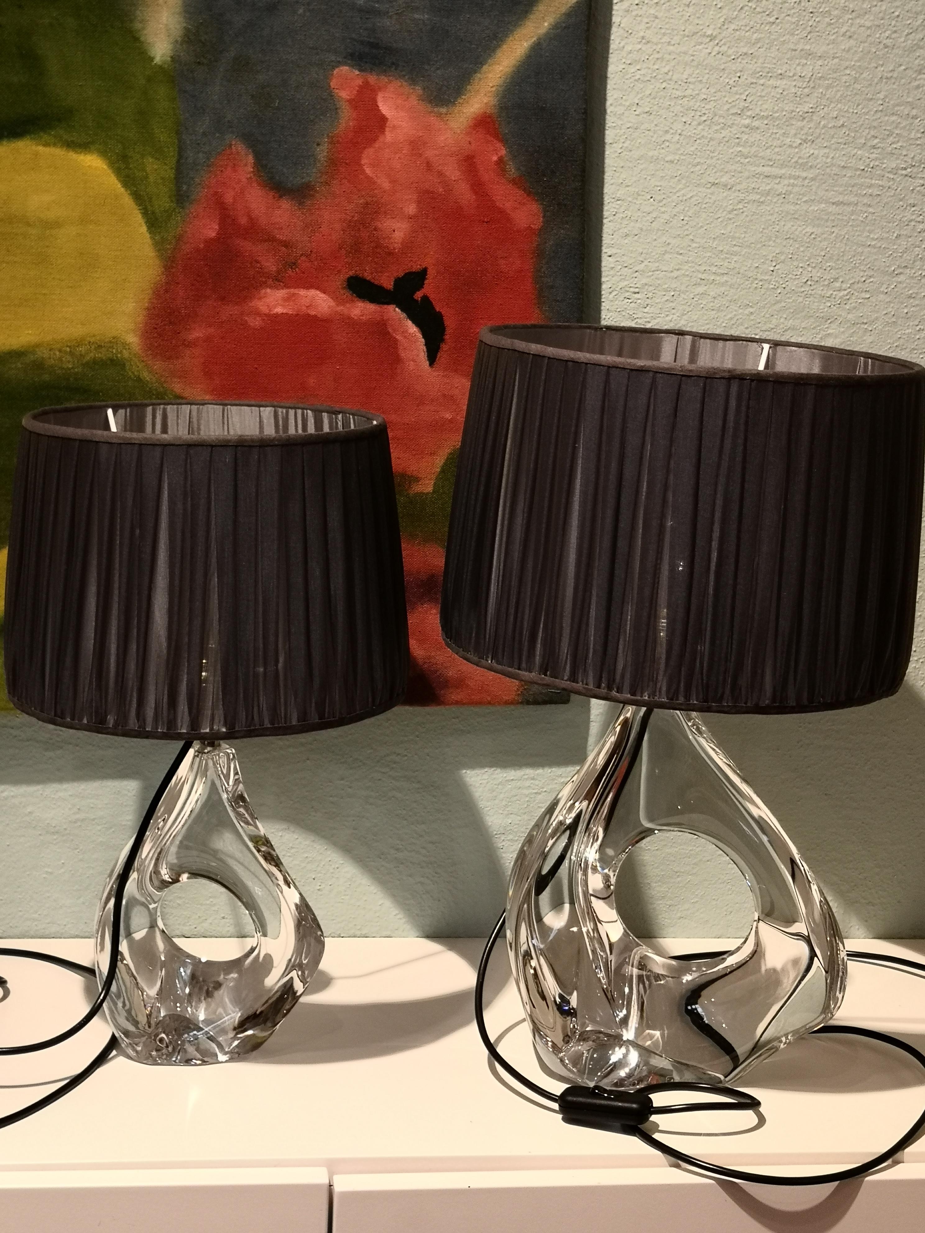 Mid-Century Modern Pair of Table Lamps Crystal Daum France In Good Condition In Kitzbuhel, AT