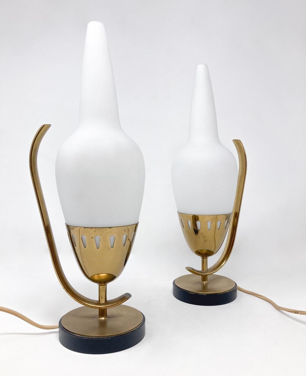 Mid-Century Modern Pair of Table Lamps Model 12915 by Angelo Lelii In Good Condition In Brussels, BE