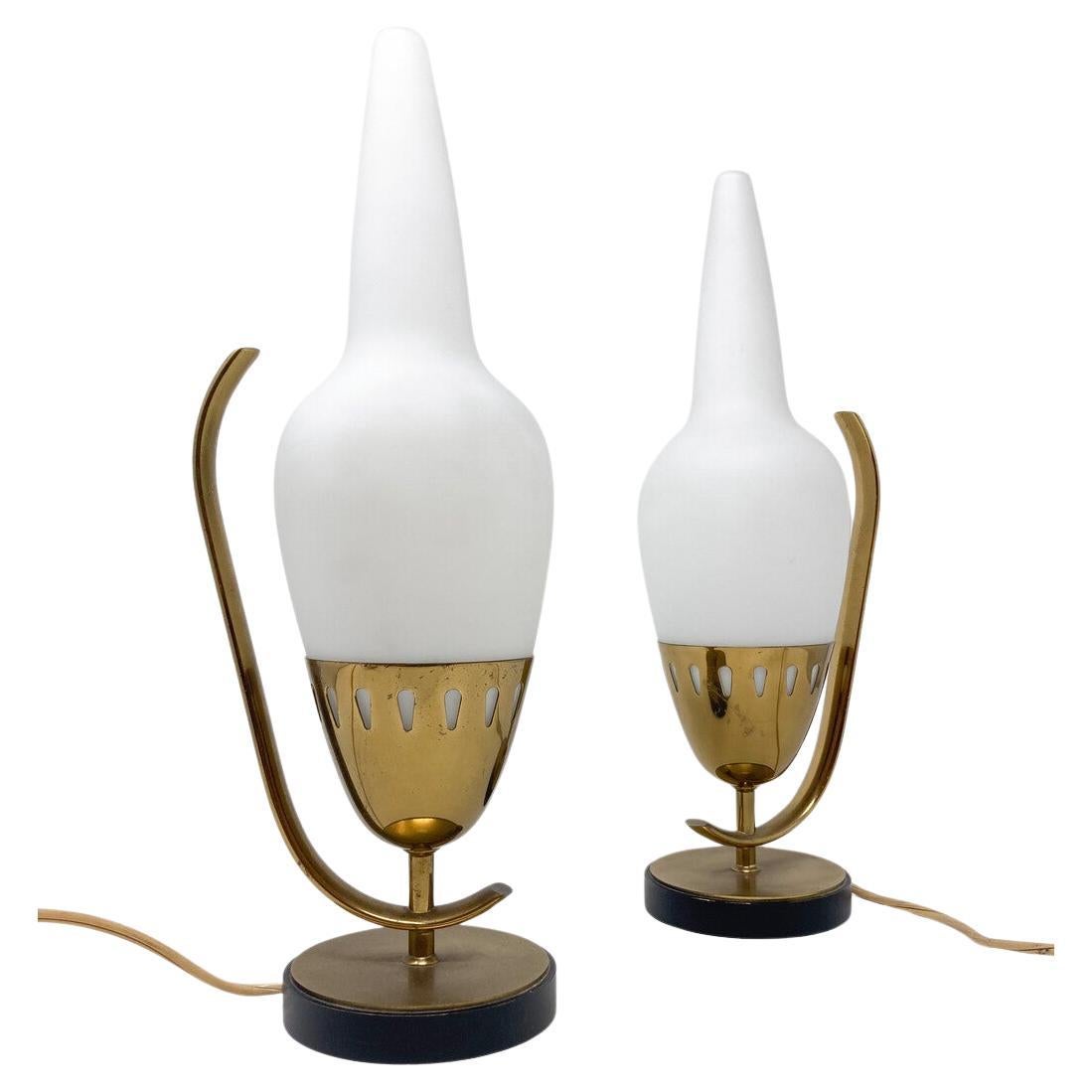 Mid-Century Modern Pair of Table Lamps Model 12915 by Angelo Lelii For Sale