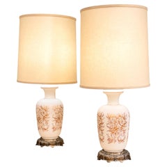 Mid Century Modern Pair of Table Lamps with Floral Motif, Unknown, 1960s