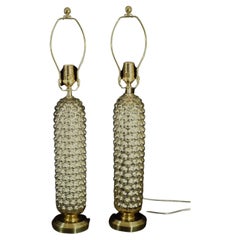 Mid-Century Modern Pair of Tall Bubble Glass Lamps Hollywood Regency