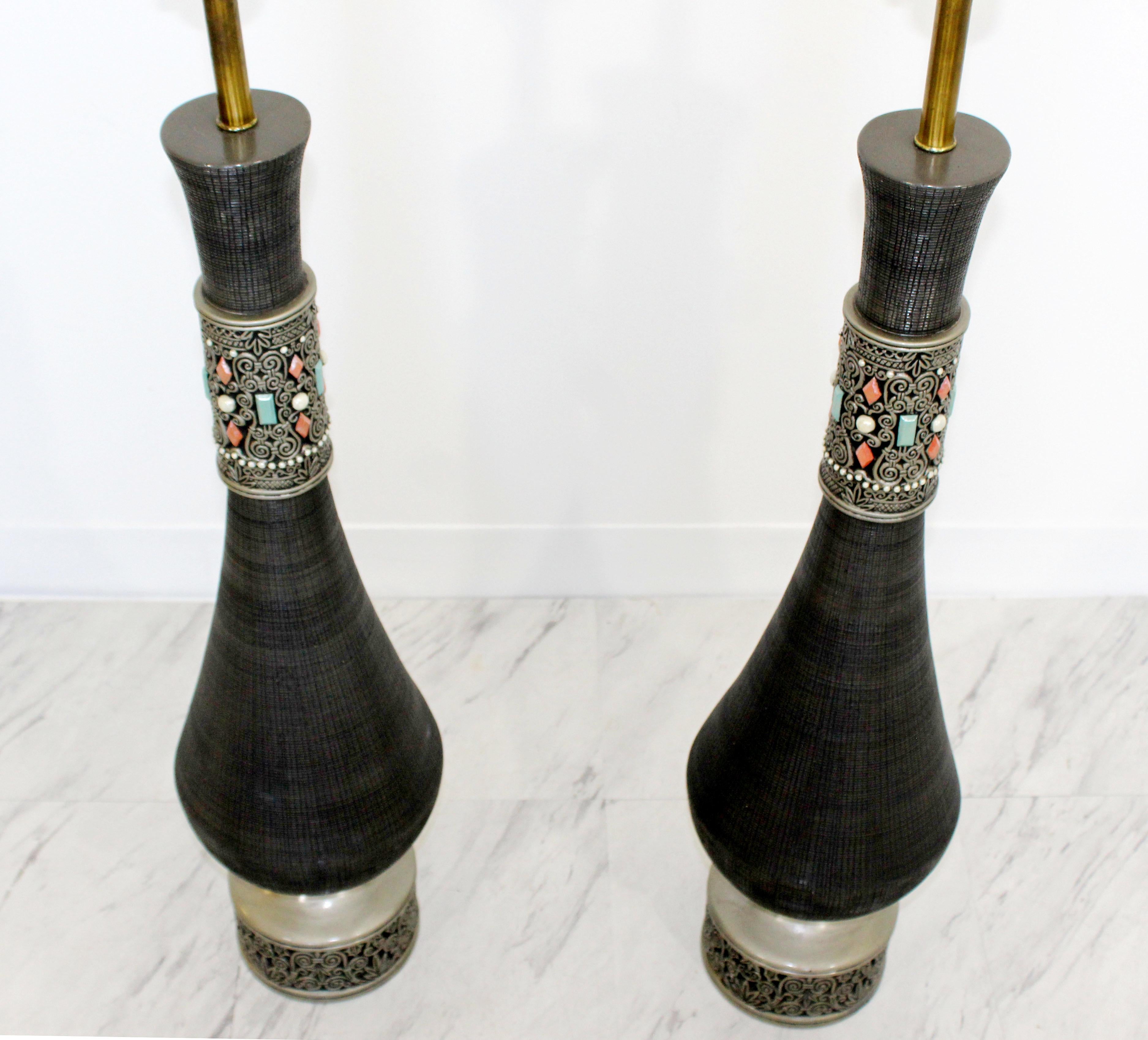 Mid-Century Modern Pair of Tall Ceramic Table Lamps by Firenze Reglor California In Good Condition In Keego Harbor, MI