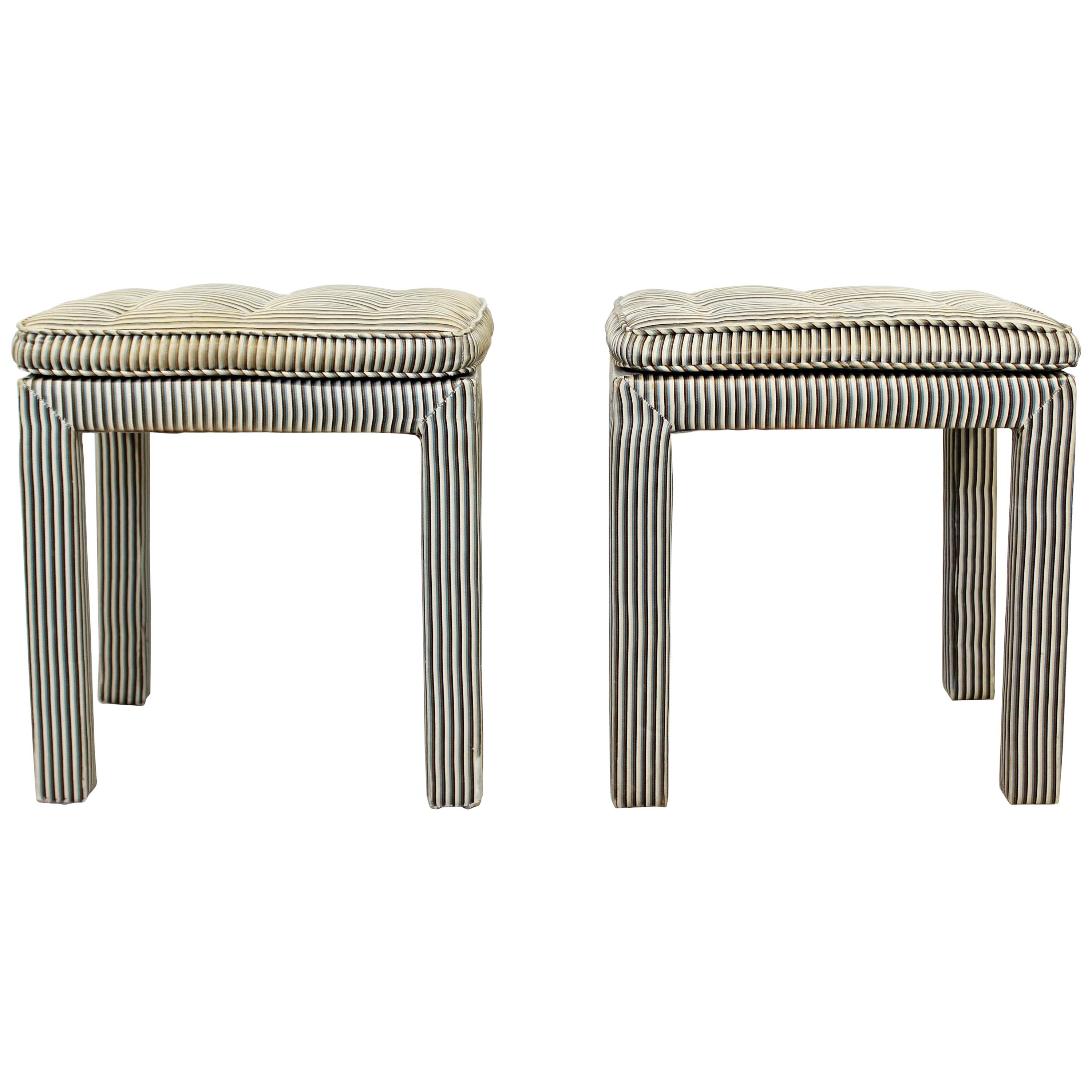 Mid-Century Modern Pair of Tufted Benches Stools Ottomans Baughman Parsons 1960s