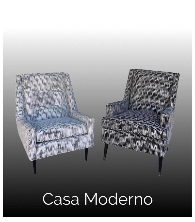 MidCentury Modern Pair of TV Lounge Chairs New Black/White Geometric