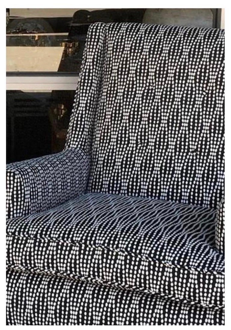 MidCentury Modern Pair of TV Lounge Chairs New Black/White Geometric