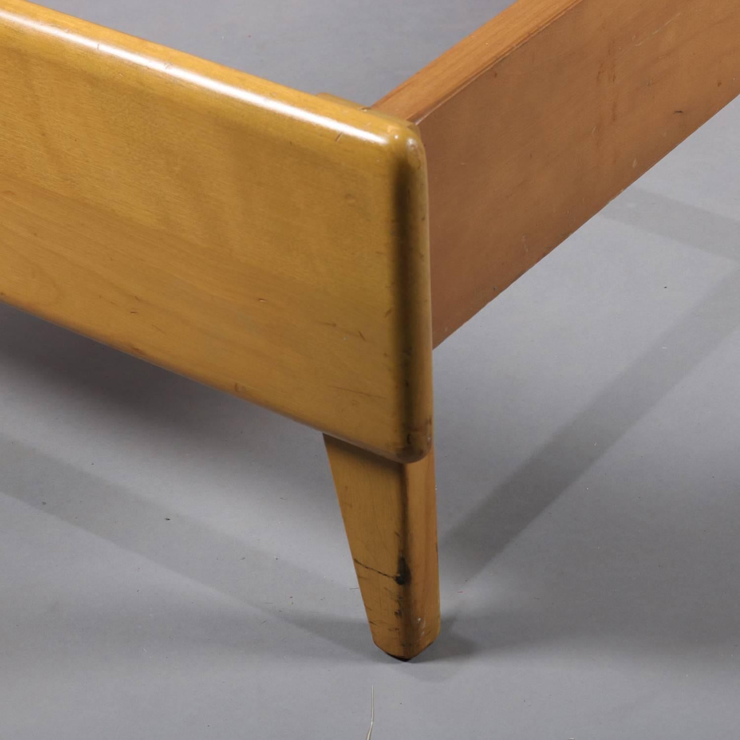 American Mid-Century Modern Pair of Twin Bed Frames, Wheat Finish, Mid-20th Century