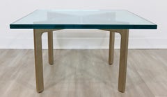 Mid-Century Modern Pair of Van Der Rohe Brushed Steel Barcelona Side Tables 70s
