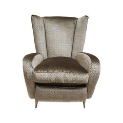 Mid-Century Modern Pair of Velvet and Bronze Italian Armchairs