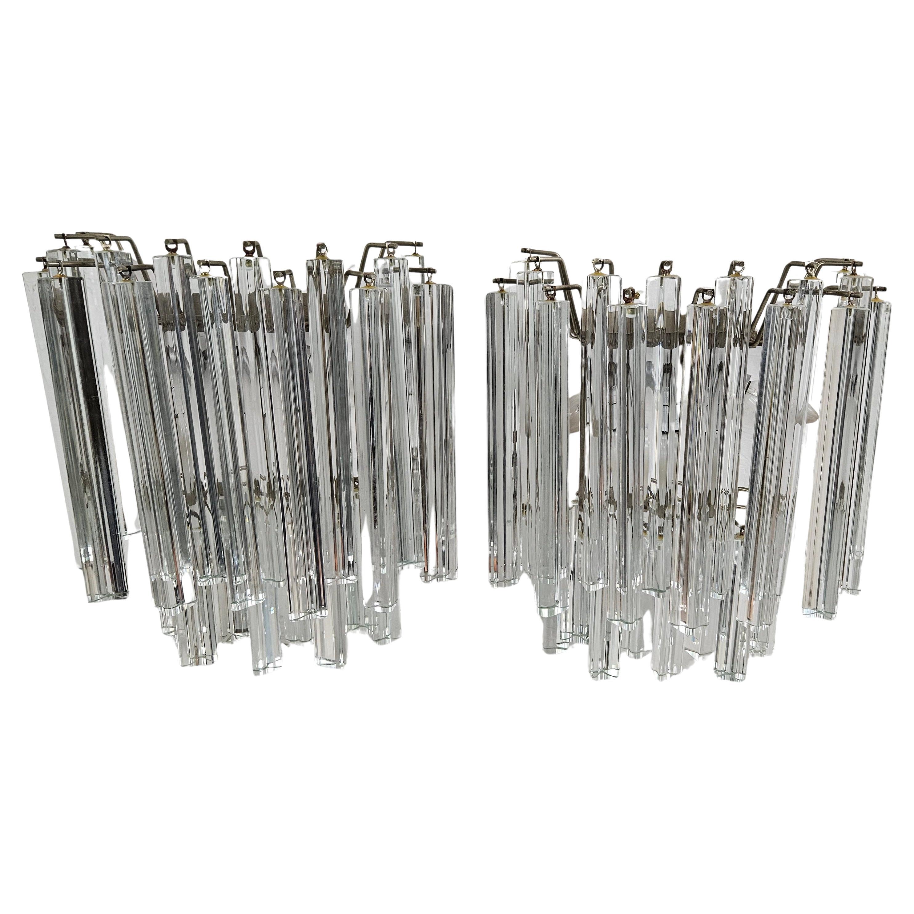 Pareja de apliques Venini de Murano de mediados del siglo XX Latón en venta