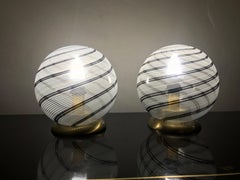 Mid-Century Modern Pair of Venini Table Lamps in Brass and Murano Glass
