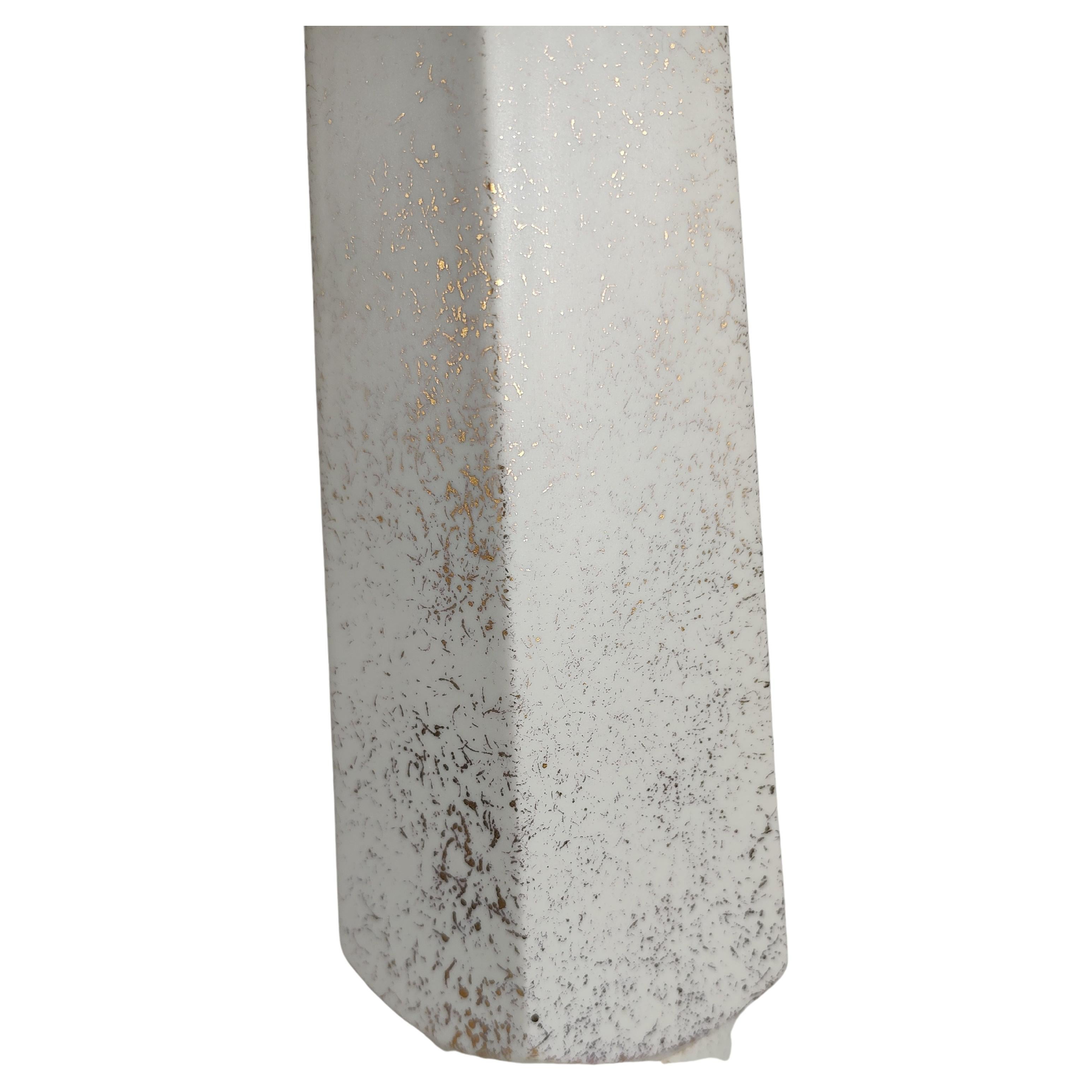 Fabulous pair of extra tall, 54.5 inches tall by 8.5 wide, 38 to the top of the socket. Sculptural obelisk with ball and accentuated with a large ball finials, Always optional to remove. These lamps make a bold statement. Sprayed a matte white with