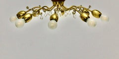 Paire Modernity Pair Duo Vintage Brass Glass Flushmount J & L Lobmeyr, 1950s
