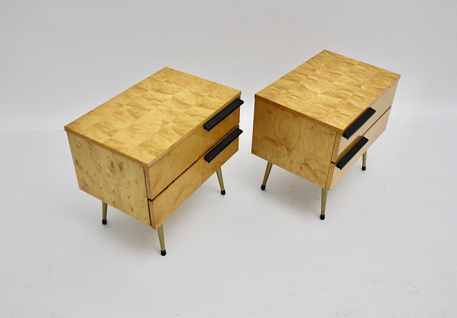 Mid-Century Modern Vintage Maple Tree Nightstands Pair Duo 1970s, Italy For Sale 1