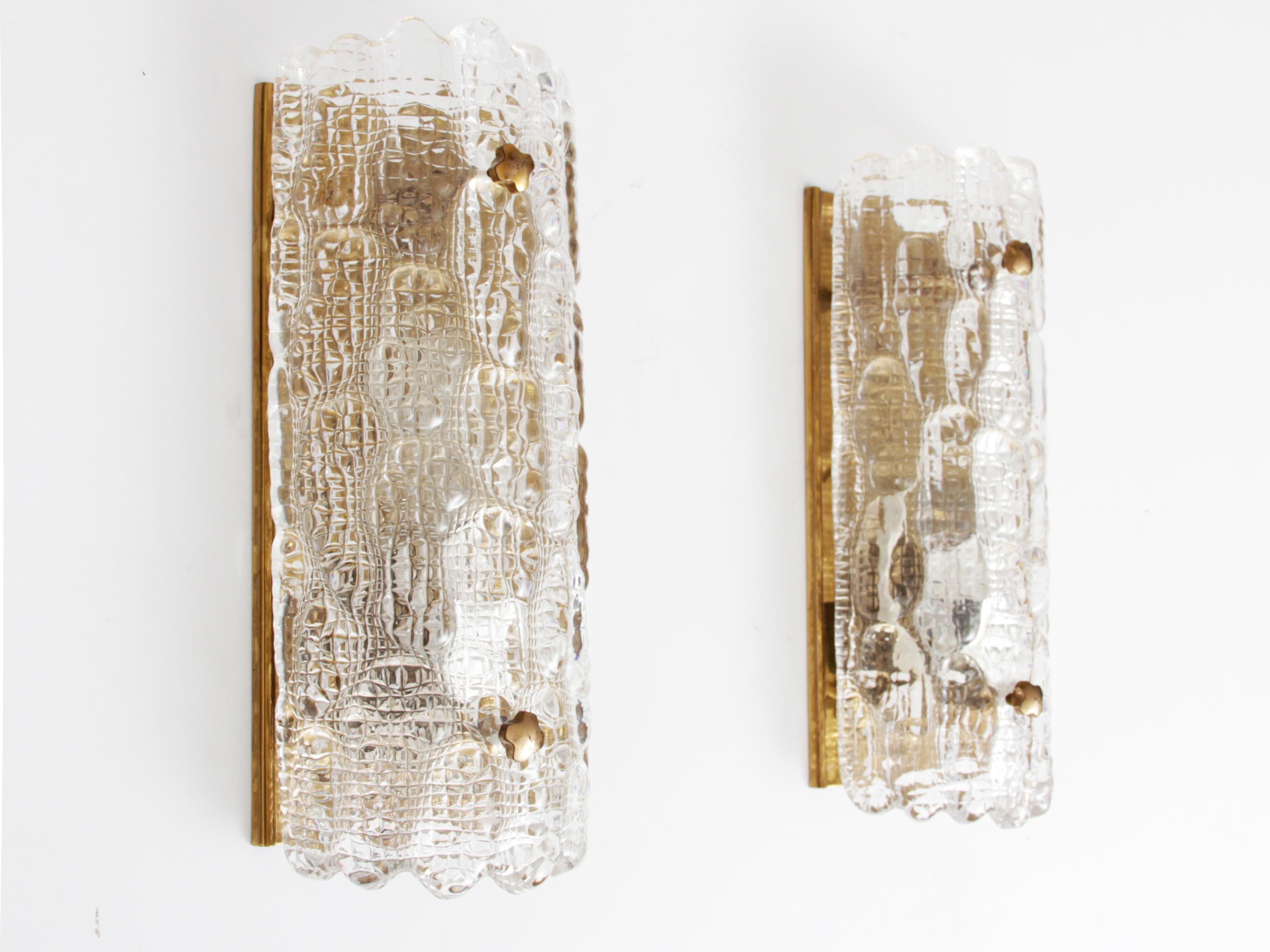 Mid-Century Modern pair of wall cristal lamp by Carl Fagerlund.