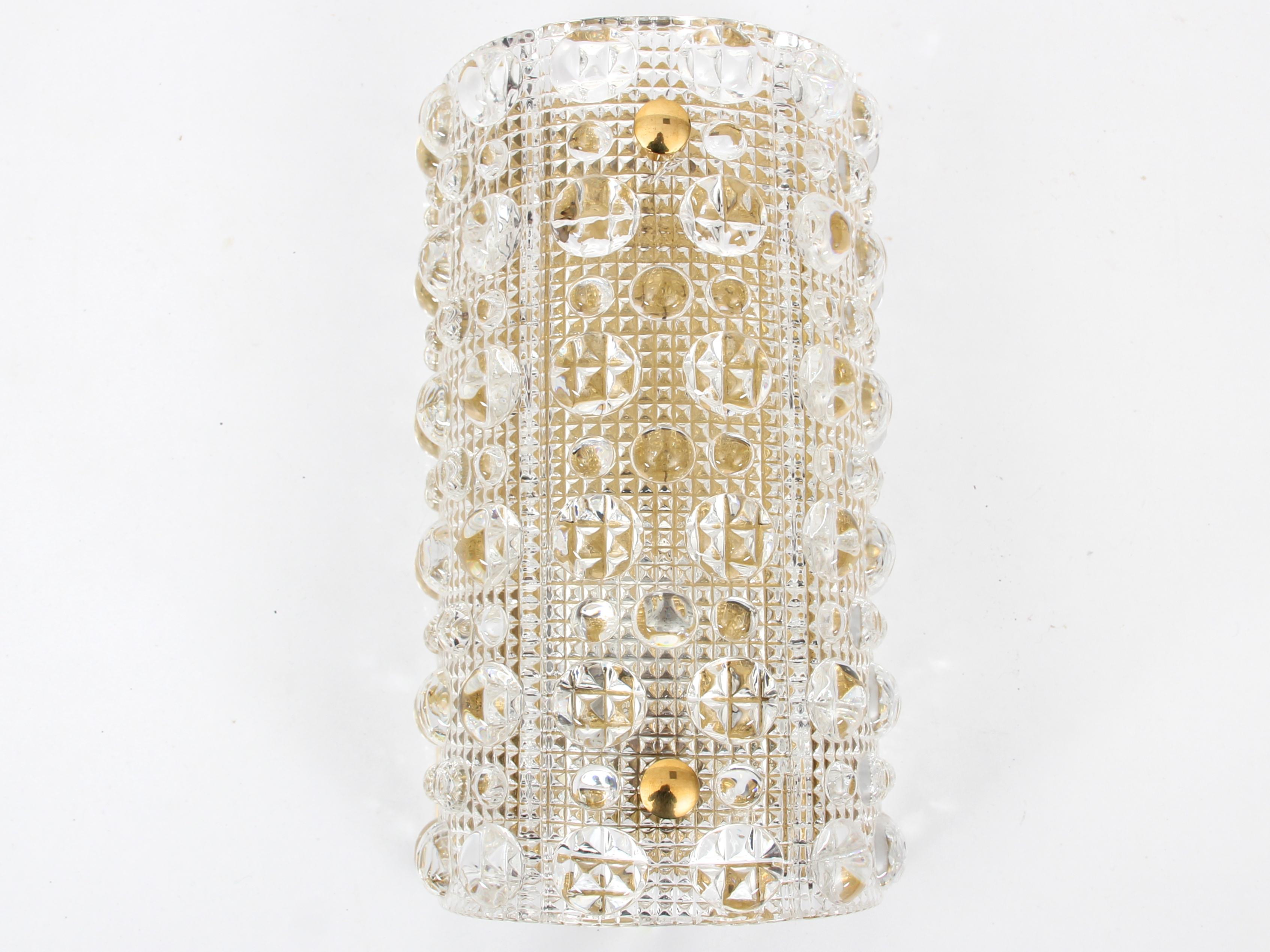 Mid-Century Modern pair of wall lamp model crystal design by Carl Fagerlund for Orrefors. Price is for pair.