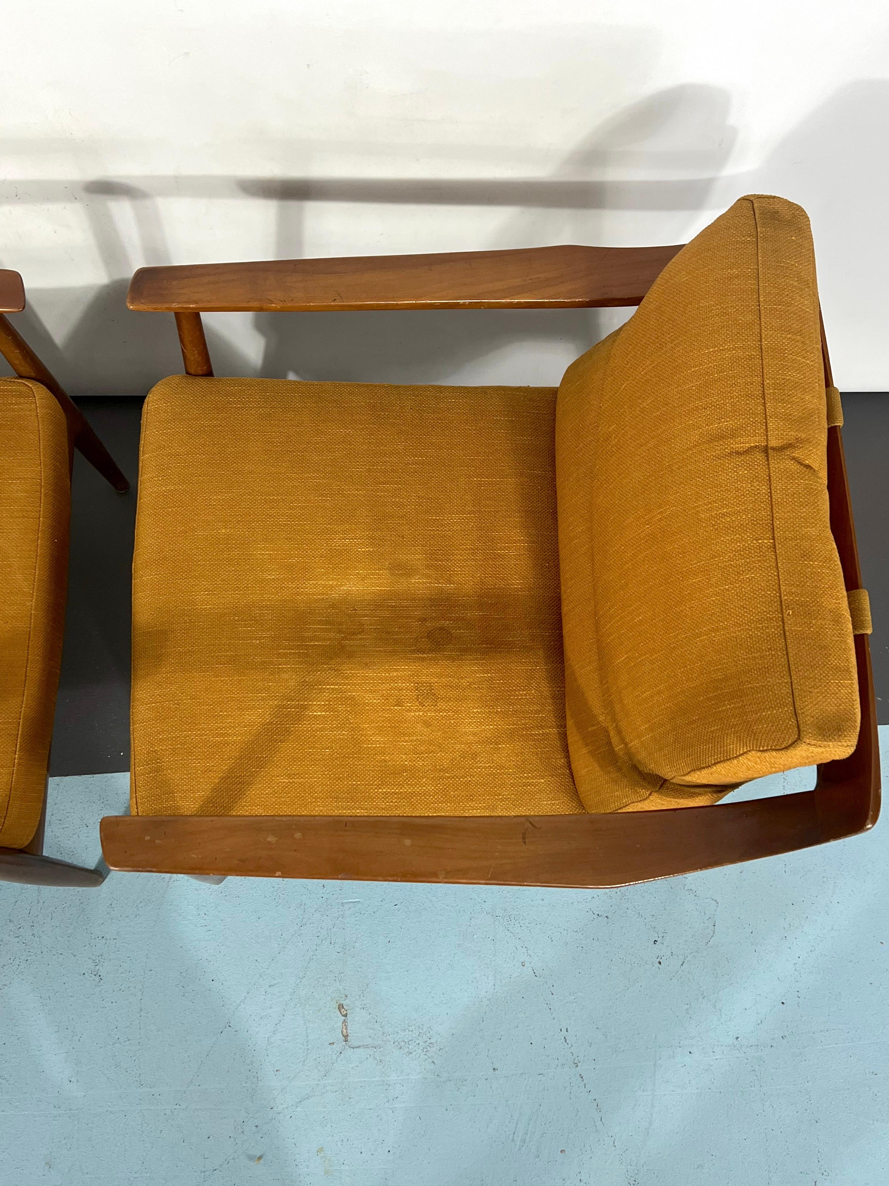 Mid-Century Modern Pair of Walter Knoll Armchairs Model 550 from 50s For Sale 10