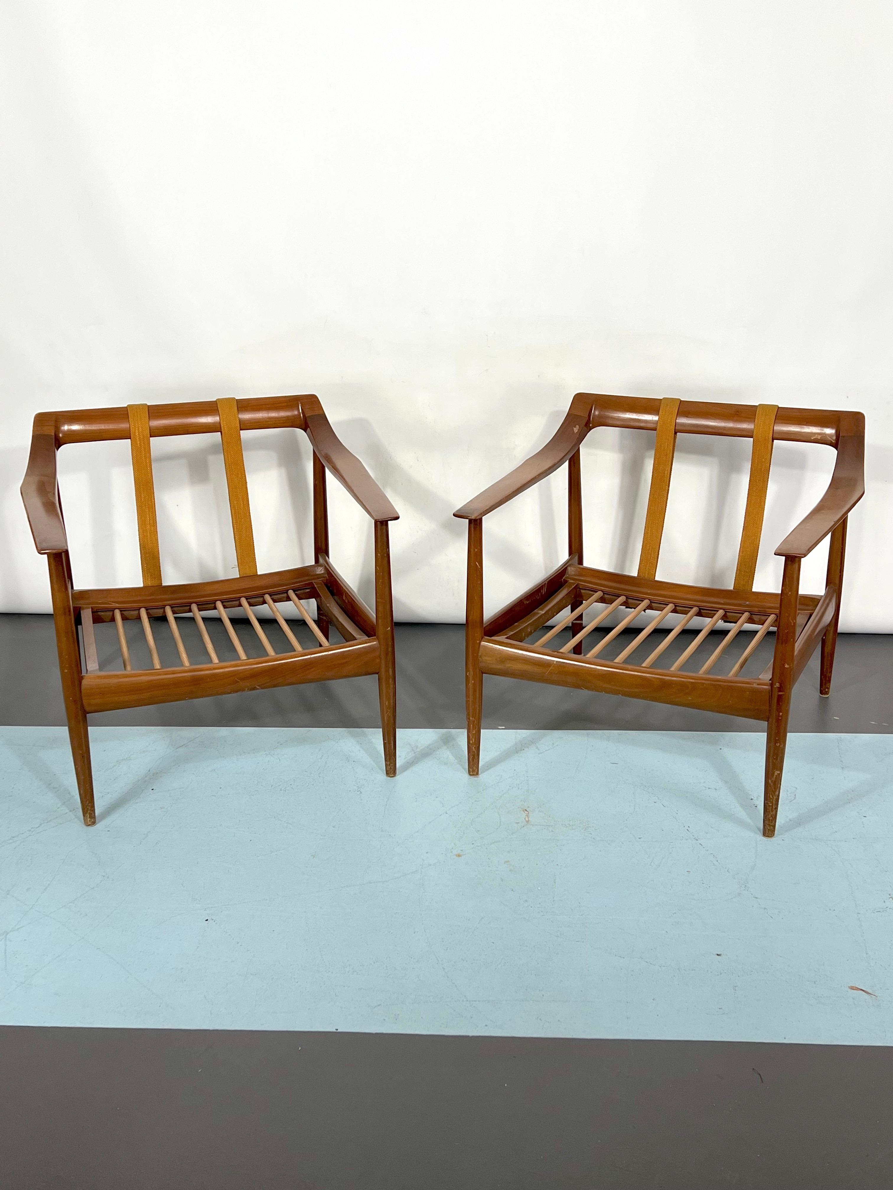 Mid-Century Modern Pair of Walter Knoll Armchairs Model 550 from 50s For Sale 12