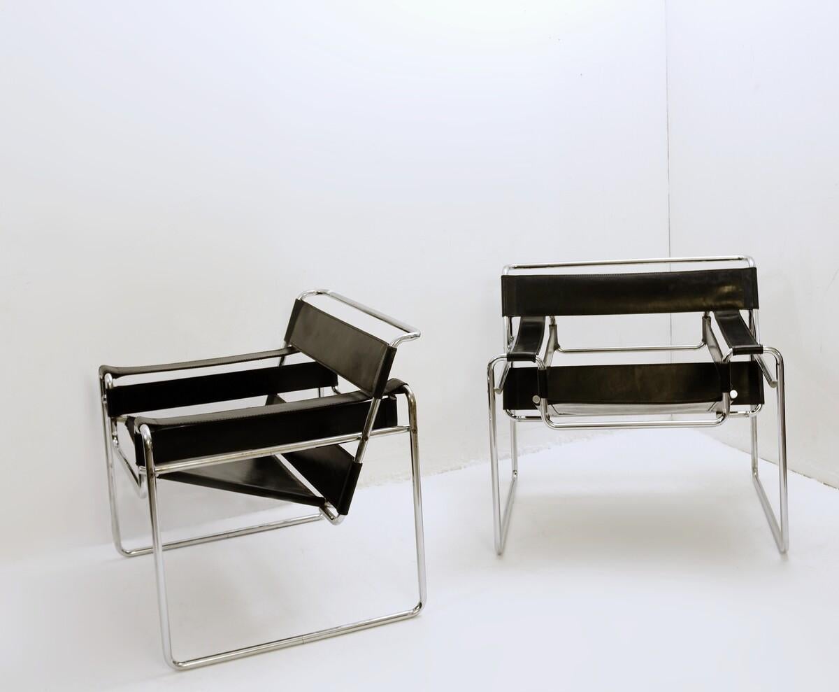 Mid-Century Modern pair of Wassily Armchair By Marcel Breuer, 1970s.