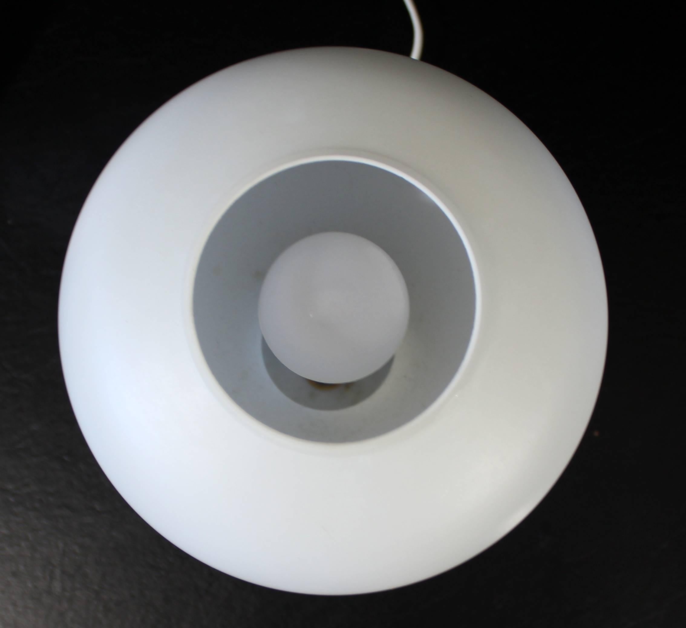 Mid-Century Modern Pair of White Glass Mushroom Table Lamps Lisa Johansson Pape 1