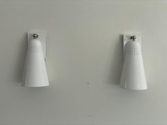 Mid-Century Modern Pair of White Metal Sconces, 1960s, Germany