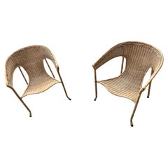 Mid-Century Modern Pair of Wicker Armchairs by Francis Mair
