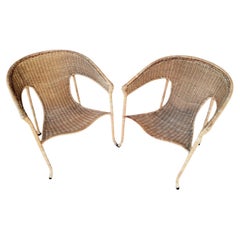 Mid-Century Modern Pair of Wicker Armchairs by Francis Mair