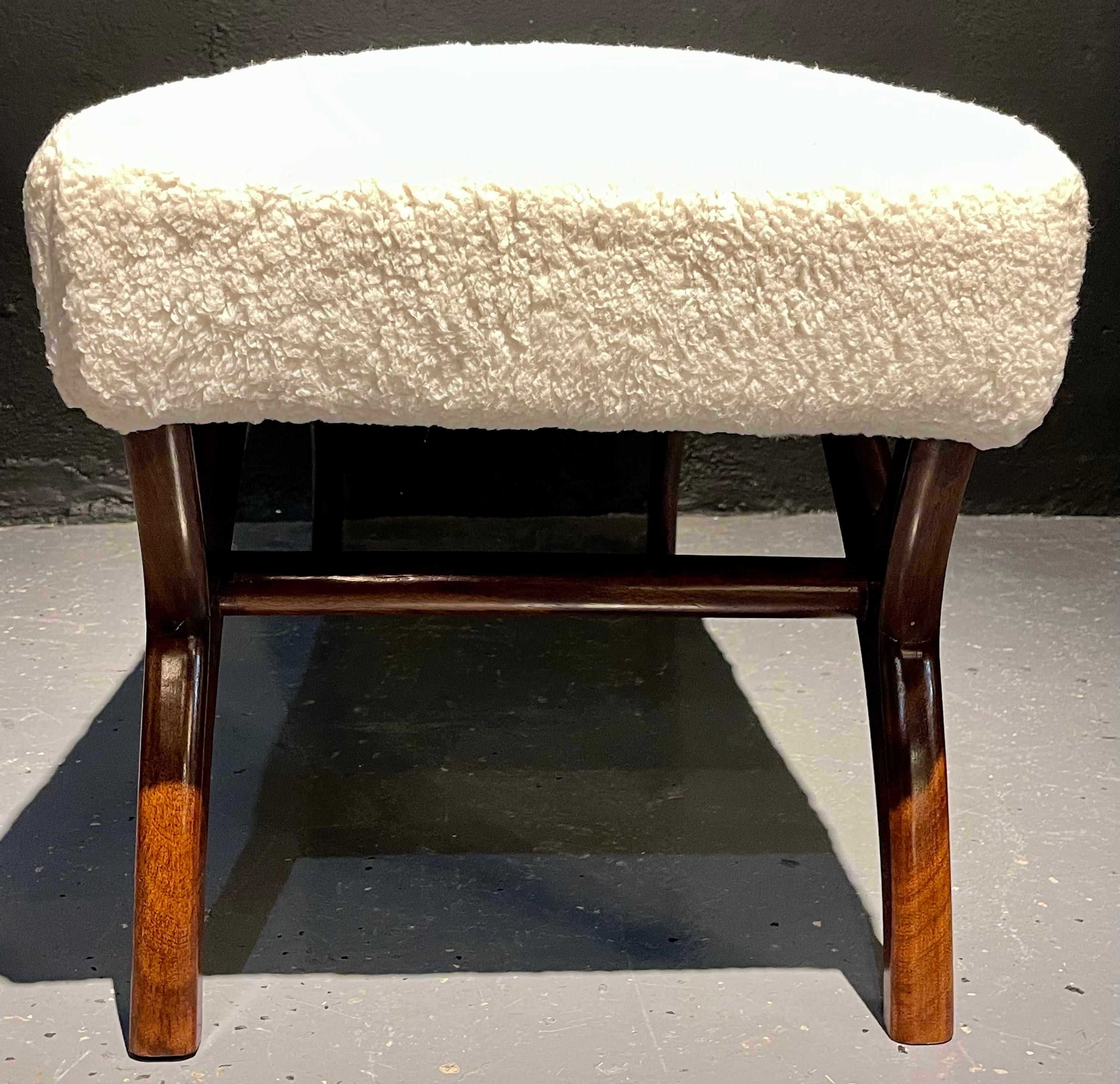 Mid-Century Modern Pair of Window Benches or Stools in Sherpa Upholstery 5