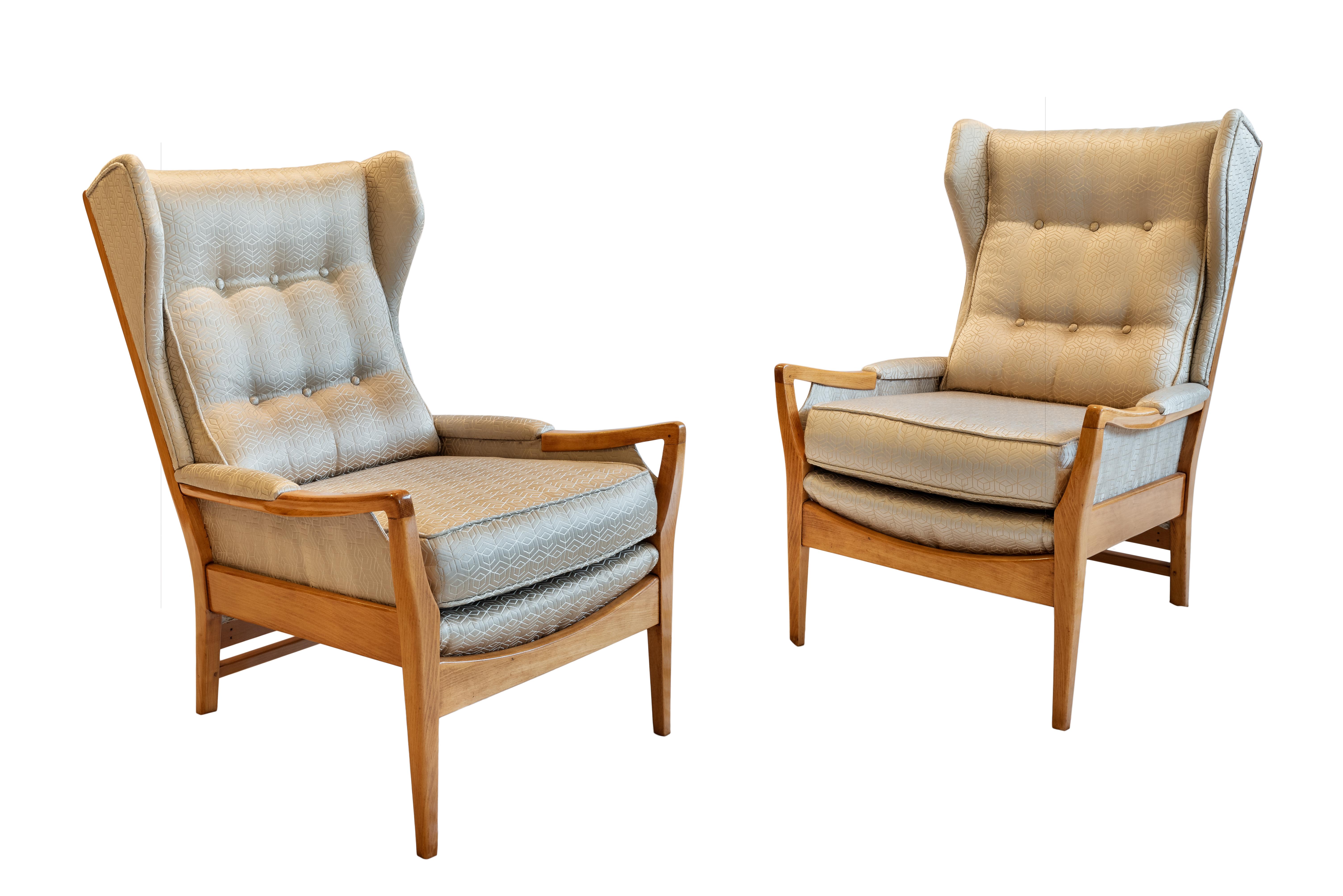 Swedish Mid-Century Modern Pair of Wingback Teak Chairs Attributed to Arne Norell