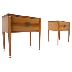 Mid-Century Modern Pair of Wooden Nightstands, Italy, 1960s