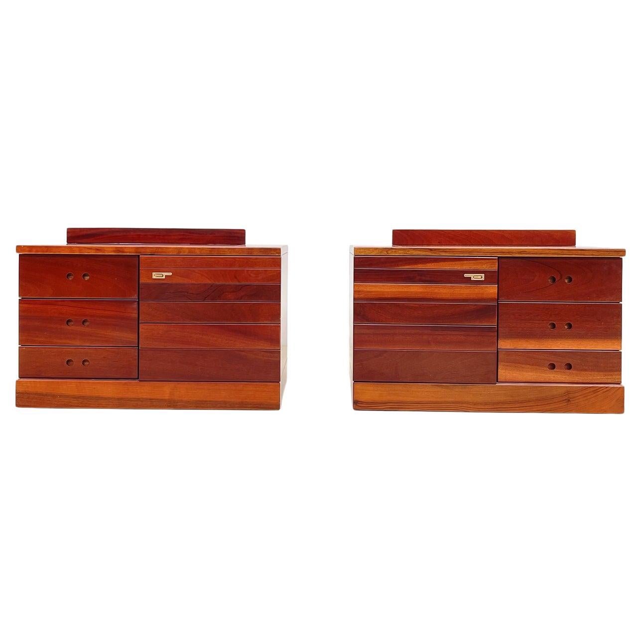 Mid-Century Modern Pair of Wooden Nightstands, Italy, 1970s