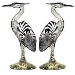 Mid-Century Modern Pair of Extra Large Herons in Lucite Made by Abraham Palatnik