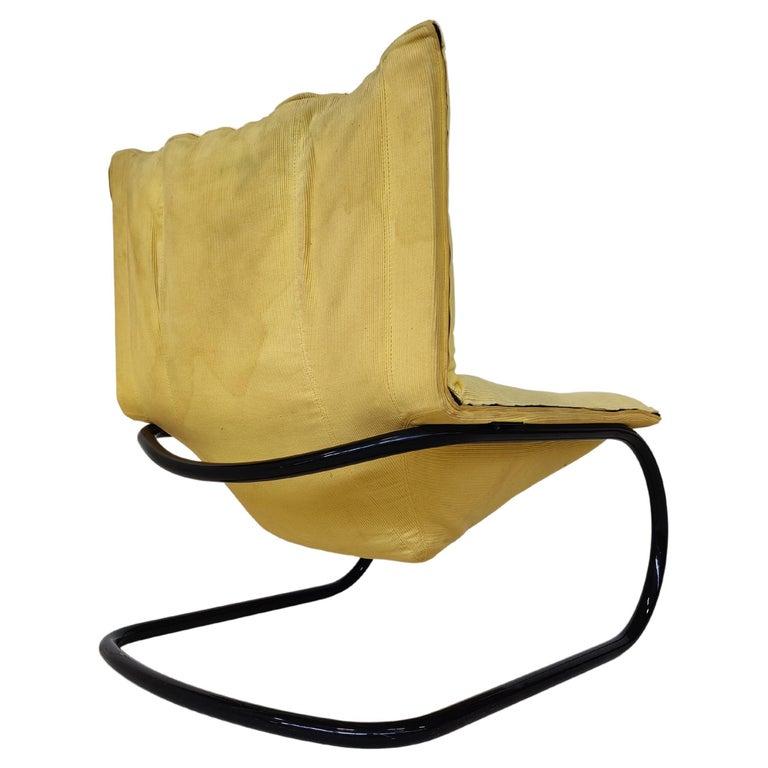 Paire de fauteuils jaunes modernes du milieu du siècle dernier, Italie, 1970 - Tissu d'origine en vente 2