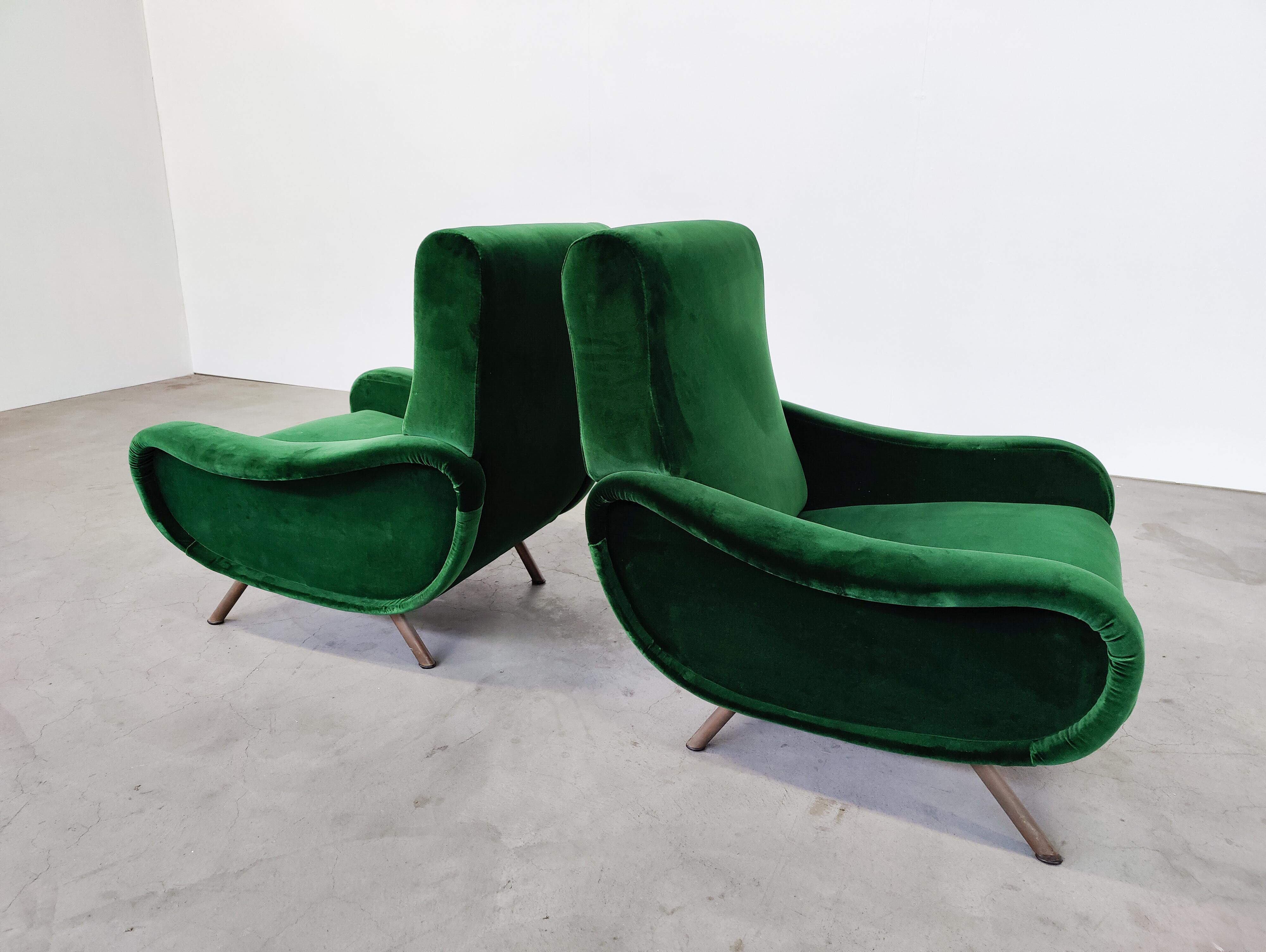 Mid-20th Century Mid-Century Modern Pair of Zanuso Armchairs for Arflex, Model Lady, 1950S For Sale