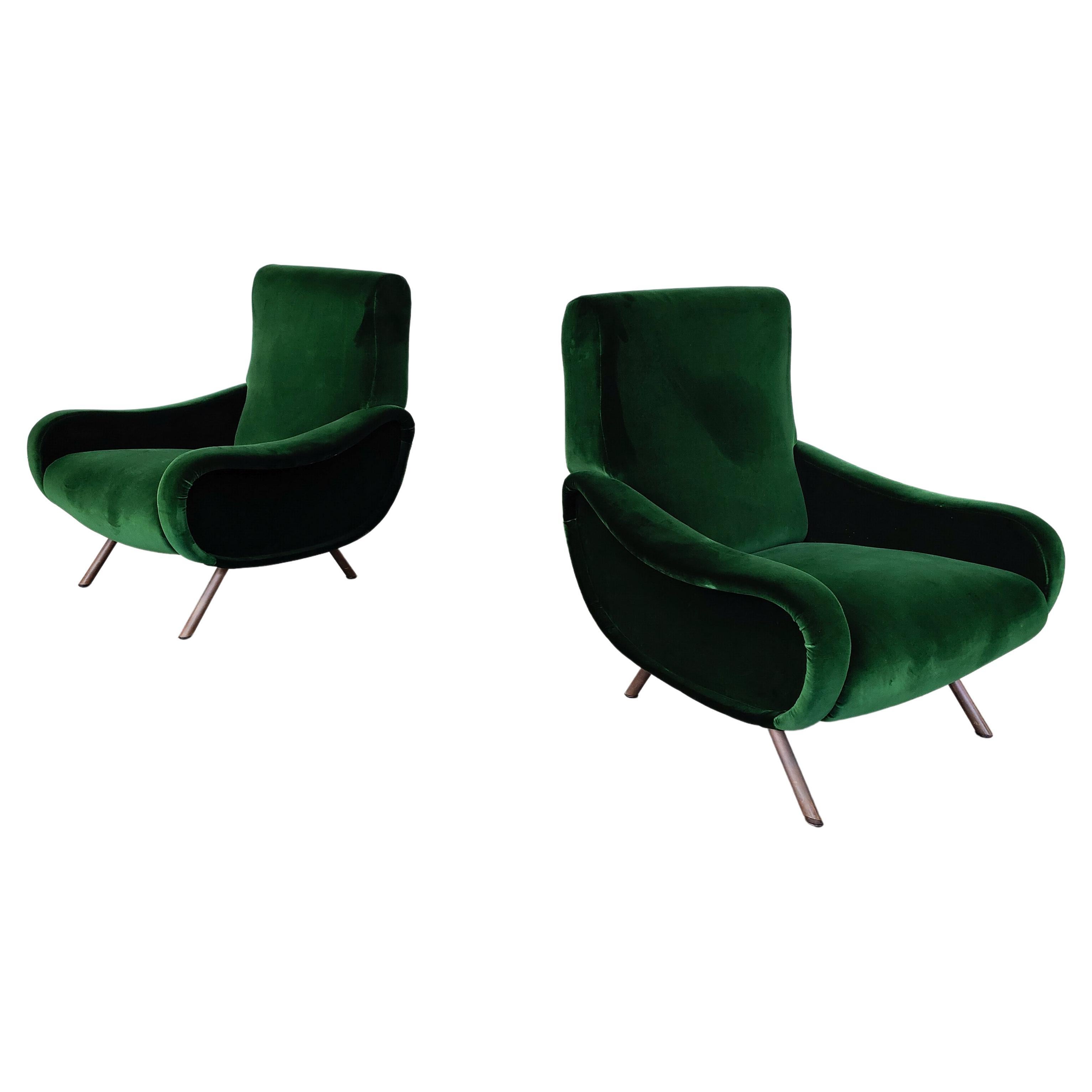 Paire de fauteuils Zanuso de style moderne du milieu du siècle dernier pour Arflex, modèle Lady, années 1950