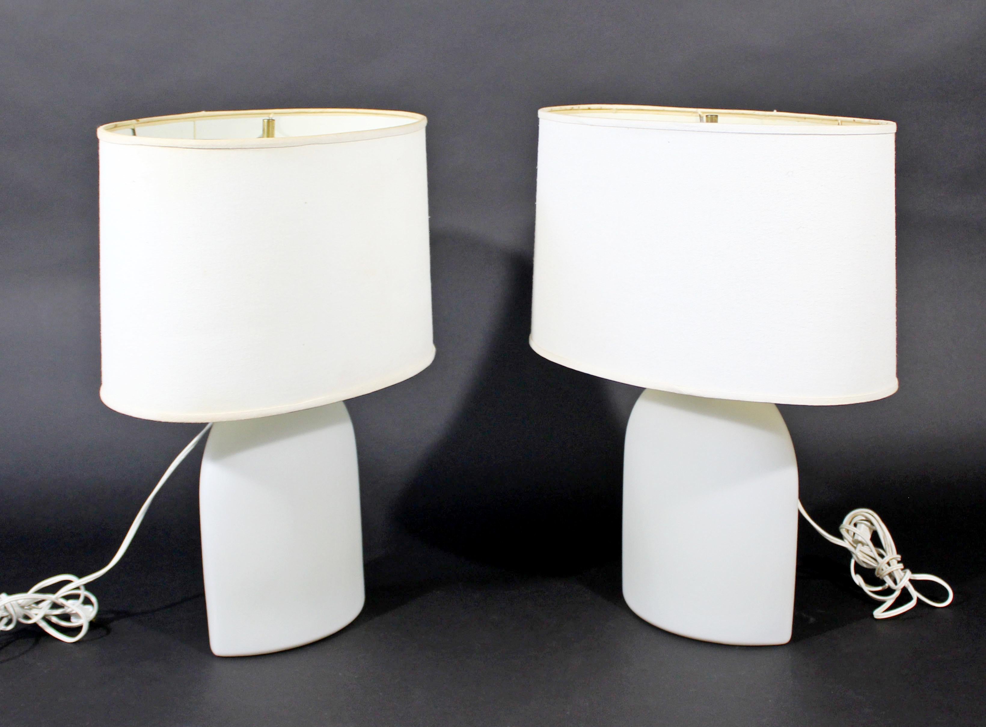Late 20th Century Mid-Century Modern Pair Peill & Putzler Koch Lowy White Glass Table Lamps, 1970s