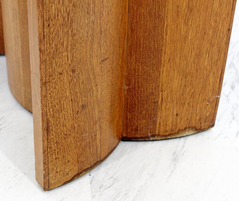 Mid-Century Modern Pair Sculptural Wood Glass Side End Tables at 1stDibs