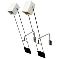 Mid-Century Modern Pair Sonneman Adjustable Chrome Light Fixtures Sconces, 1970s