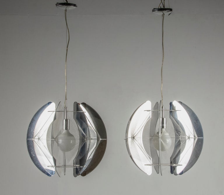 Mid-Century Modern Pair Spider Web Sompex Pendant Lamps by Paul Secon ...