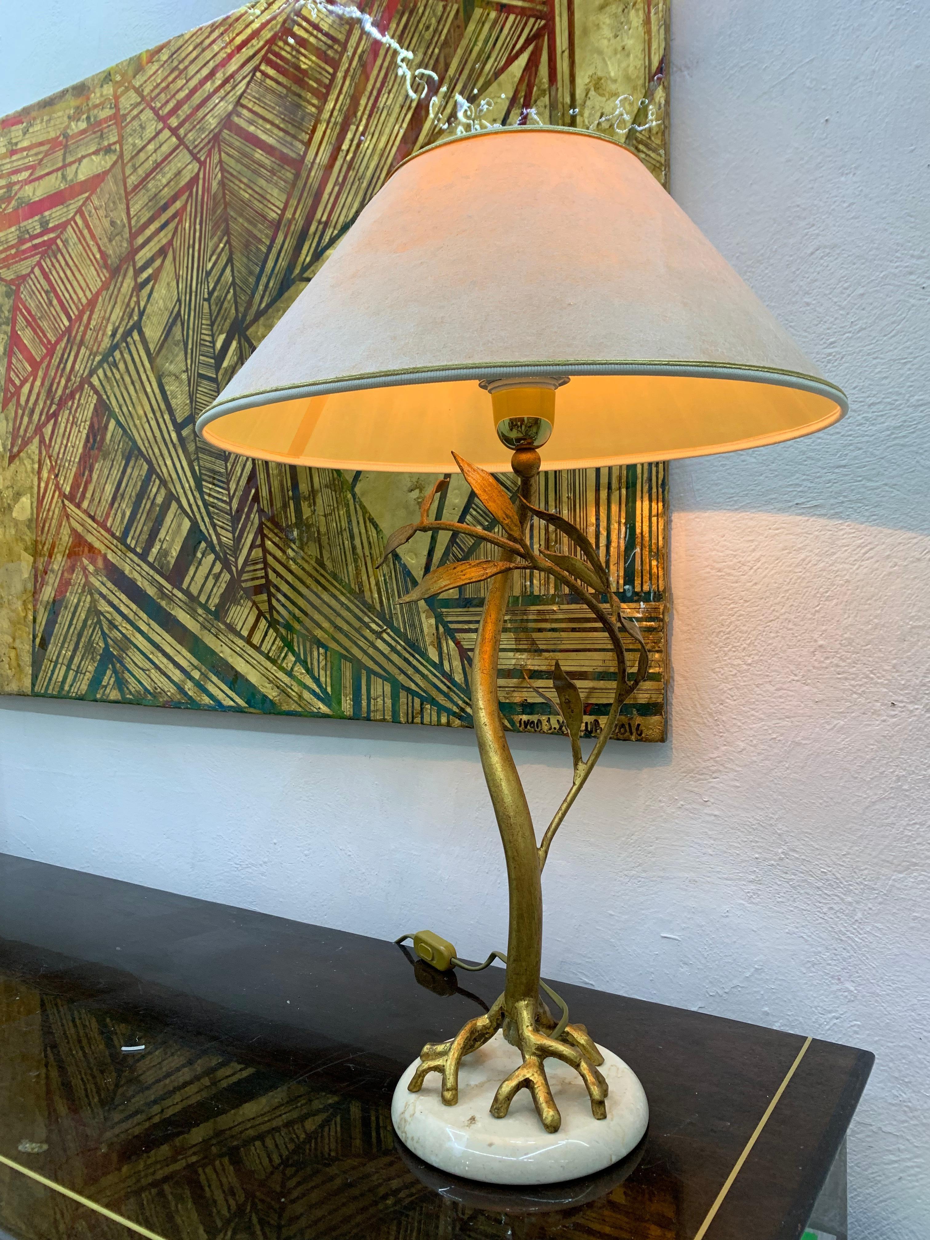 Marble Mid-Century Modern Pair of Table Lamps Attributed to Jacques Duval Brasseur For Sale