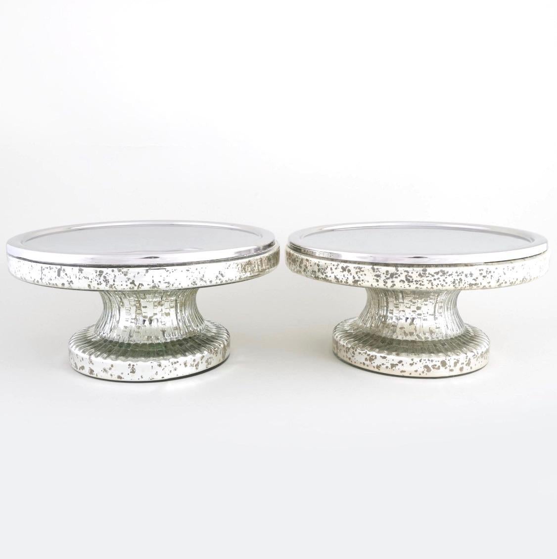 Mid Century Modern Pair Tableware Mercury Glass / Serveware Tazza In Good Condition For Sale In Tarry Town, NY