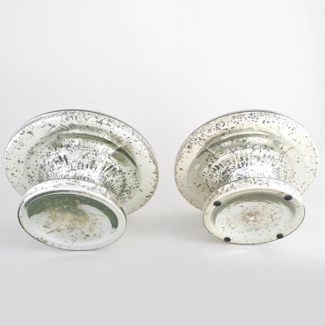 Mid Century Modern Pair Tableware Mercury Glass / Serveware Tazza For Sale 1